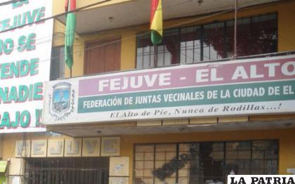 Frontis de la Federación de Juntas Vecinales de la ciudad de El Alto /Cámara de Senadores