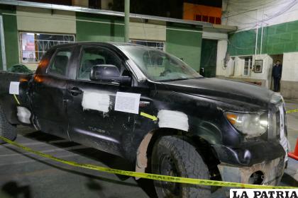 Peritos de la Iitcup establecieron que la camioneta fue pintada con aerosol /LA PATRIA
