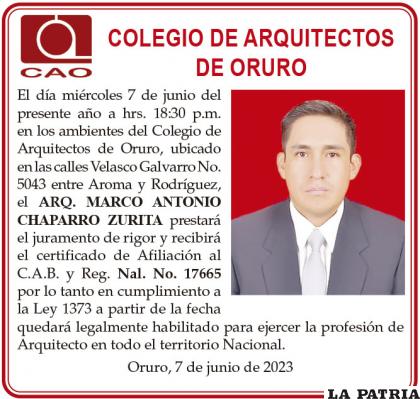 ARQ. MARCO ANTONIO CHAPARRO ZURITA