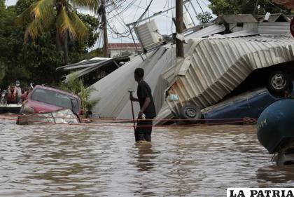 Foto tomada el 6 de noviembre de 2020 de las inundaciones causadas por el huracán Eta en Planeta, Honduras /Foto AP  /Delmer Martínez