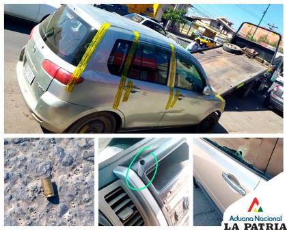 Impactos de bala en uno de los motorizados y vainas servidas en el lugar del hecho /Aduana