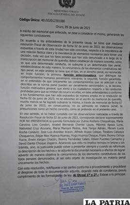 Documento que observa la denuncia hecha por los querellantes /Cortesía