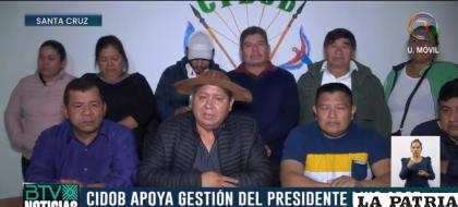 Dirigentes de la Cidob en conferencia de prensa / Captura Bolivia Tv