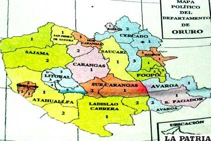 Mapas de diferentes formas distorsionan la realidad territorial del departamento de Oruro