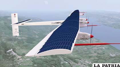 El avión solar funciona con 12.000 células fotovoltaicas