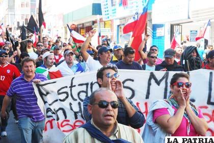 Huelguistas de la Escondida de Chile