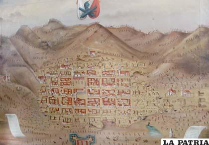 Plano de la antigua villa de San Felipe de Austria, hoy ciudad de Oruro