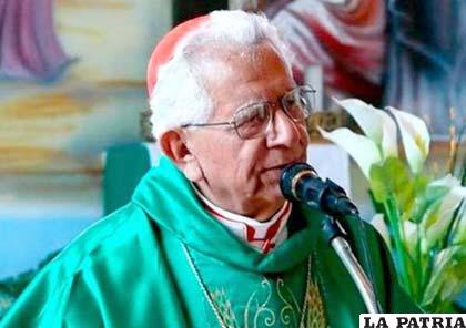Cardenal Julio Terrazas, en su homilía de este domingo. opinion.com.bo