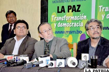 Jefe del Movimiento Sin Miedo (MSM), Juan del Granado durante la conferencia de prensa /Foto: Reynaldo Zaconeta