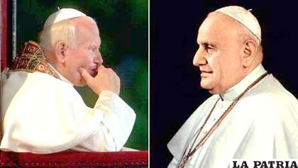 Juan Pablo II (i), Juan XXIII (d)
