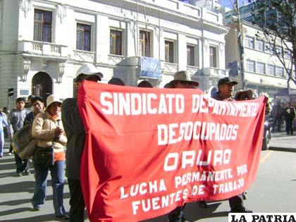 Sindicato de Desocupados amenazan con marcha hasta La Paz