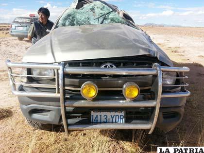 La camioneta con daños de consideración