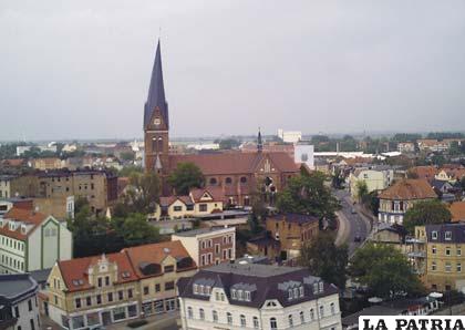 Vista de la ciudad natal de Hans Block, Stassfurt, estado de Turingia en Alemania