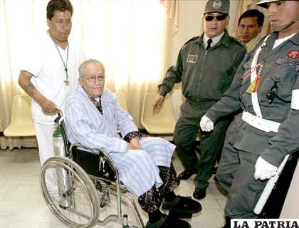 Luis García Meza, el exdictador se encuentra actualmente internado en Cossmil
