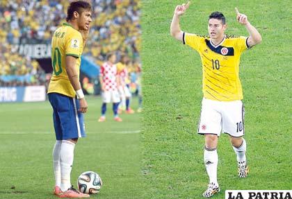 Neymar y James Rodríguez en un duelo aparte