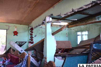 Vivienda destruida por el sismo en Chiapas, México