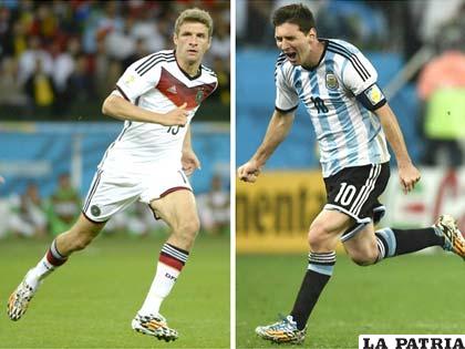 Thomas Müller y Lionel Messi, se miden esta tarde en la final del Mundial