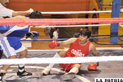 Canaviri durante un combate noquea a su contendor