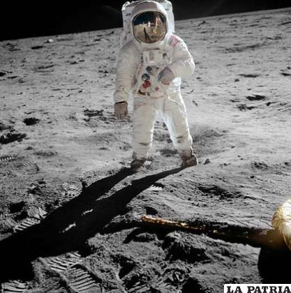 Aldrin cuando bajó del Apollo 11