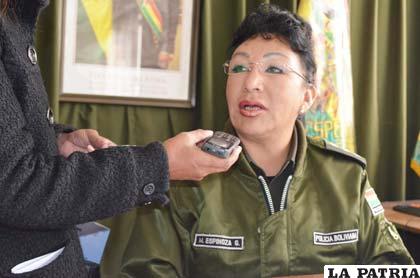 La directora de la Felcc, coronel Maritza Espinoza
