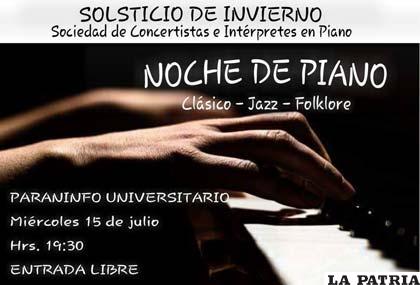 La música del piano se hará presente en el Festival del Solsticio de Invierno