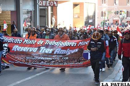 Más de un millar de mineros reforzarán movilización que lidera Comcipo en La Paz /ABI
