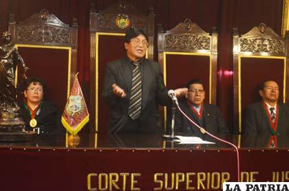 El presidente del TDJ, Bernardo Bernal, durante su discurso