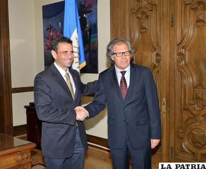 Henrique Capriles (izq.) y el secretario general de la OEA, Luis Almagro /elnuevoherald.com