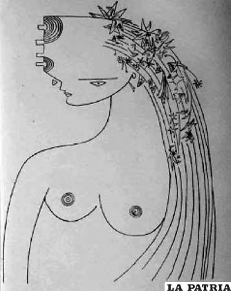 Ilustración de Lam al poema de Breton Fata Morgana