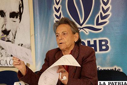 Amparo Carvajal, activista y presidenta de la Asamblea Permanente de Derechos Humanos de Bolivia /APG