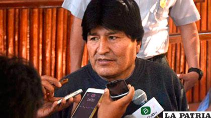 El Presidente Evo Morales en conferencia de prensa /ABI