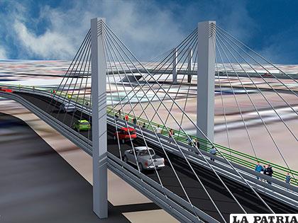 Este es el diseño que tendrán los puentes mellizos sobre la estación del ferrocarril en Oruro /GAMO