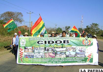 Indígenas del Tipnis marcharon contra la mentada carretera /APG/ARCHIVO