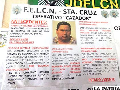 La información que presentó la Policía antidroga luego de la captura de Roly Delgado Gonzales