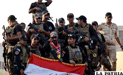 Las fuerzas iraquíes cuando celebraron la liberación de Mosul
