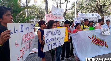 Indígenas y colectivos protestan en rechazo de la carretera por el Tipnis /ANF