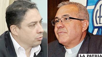 El ministro Héctor Arce y el padre José Fuentes /ANF
