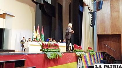 Álvaro García Linera, en el acto de inauguración del Encuentro Departamental 