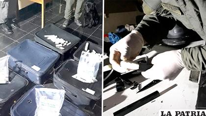 La droga estaba dentro la estructura de las valijas /Gendarmería Argentina