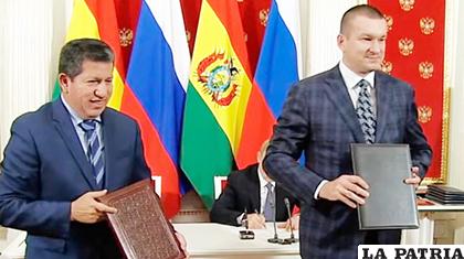 Ministros de Hidrocarburos y Energía de Bolivia y Rusia /MINISTERIO DE HIDROCARBUROS