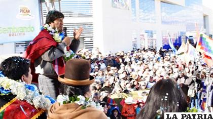 El presidente Evo Morales en el acto de entrega de un mercado en la ciudad de El Alto /Twitter Presidente