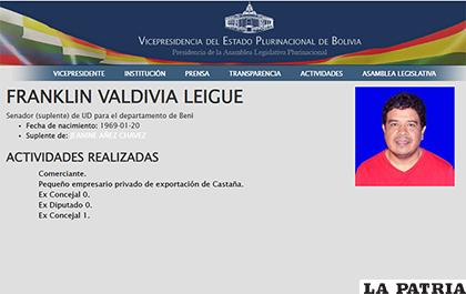 Franklin Valdivia es senador suplente de UD /ANF