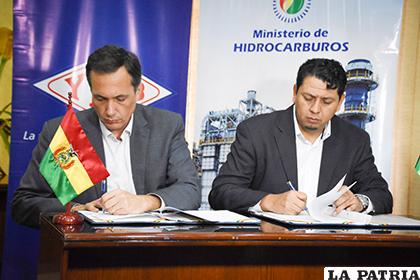 El Ministro de Hidrocarburos de Bolivia, Luis Alberto Sánchez, y el representante de la empresa brasileña Ambar, Marcelo Brani Silva /MINISTERIO DE HIDROCARBUROS