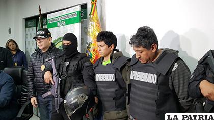 Los secuestradores fueron presentados a la Prensa, faltan dos que están prófugos /MINISTERIODE GOBIERNO/ABI
