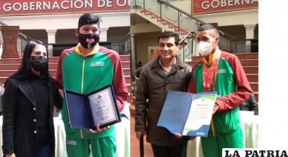 Deymar Santos y David Ninavia reciben la distinción de parte de las autoridades /LA PATRIA
