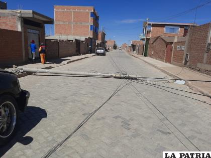 Uno de los postes derribado en su totalidad /LA PATRIA