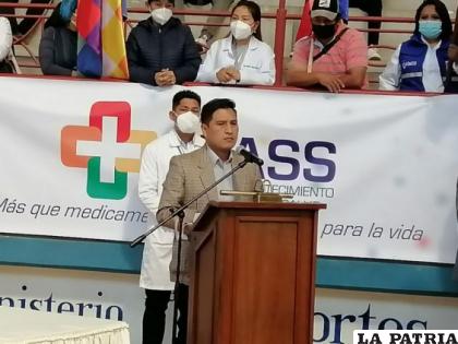 El ministro de Salud, Jeyson Auza durante su discurso /ARCHIVO CORREO DEL SUR