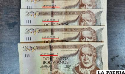 La sindicada llevaba varios billetes falsos junto a los originales /Erbol