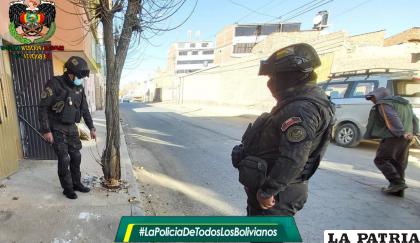 Uniformados del GTS lograron verificar el incidente /Comando de la Policía de Oruro