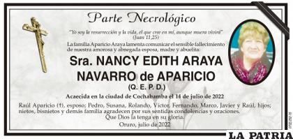 Sra. NANCY EDITH ARAYA NAVARRO de APARICIO